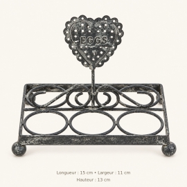 Porte oeuf en métal patiné zinc - Chic Antique