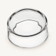 Cloche unie La Rochère en verre transparent, seule sur fond ivoire clair.