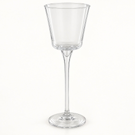 Photophore conique sur pied en verre transparent, modèle moyen de 32 cm, sur fond clair.
