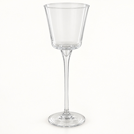 Photophore conique sur pied en verre transparent, modèle moyen de 32 cm, sur fond clair.