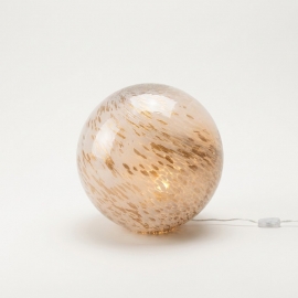 Lampe boule en verre blanc et doré - Grand modèle - Ø 38 cm