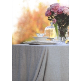 Nappe Emma en lin 170 x 170 cm couleur Bleu/gris